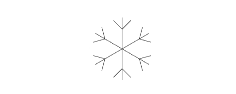 Simple black snowflake design with symmetrical branches.